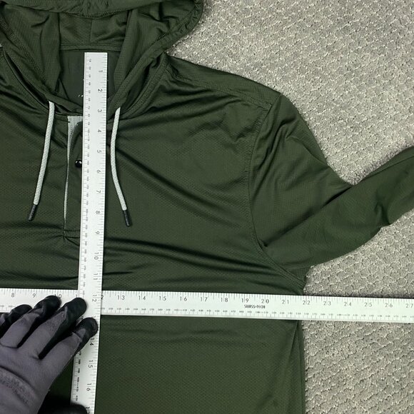 BYLT Premium Basics Hoodie Henley Men's Large Green Snaps Drop Cut Lux Hooded - Picture 9 of 11